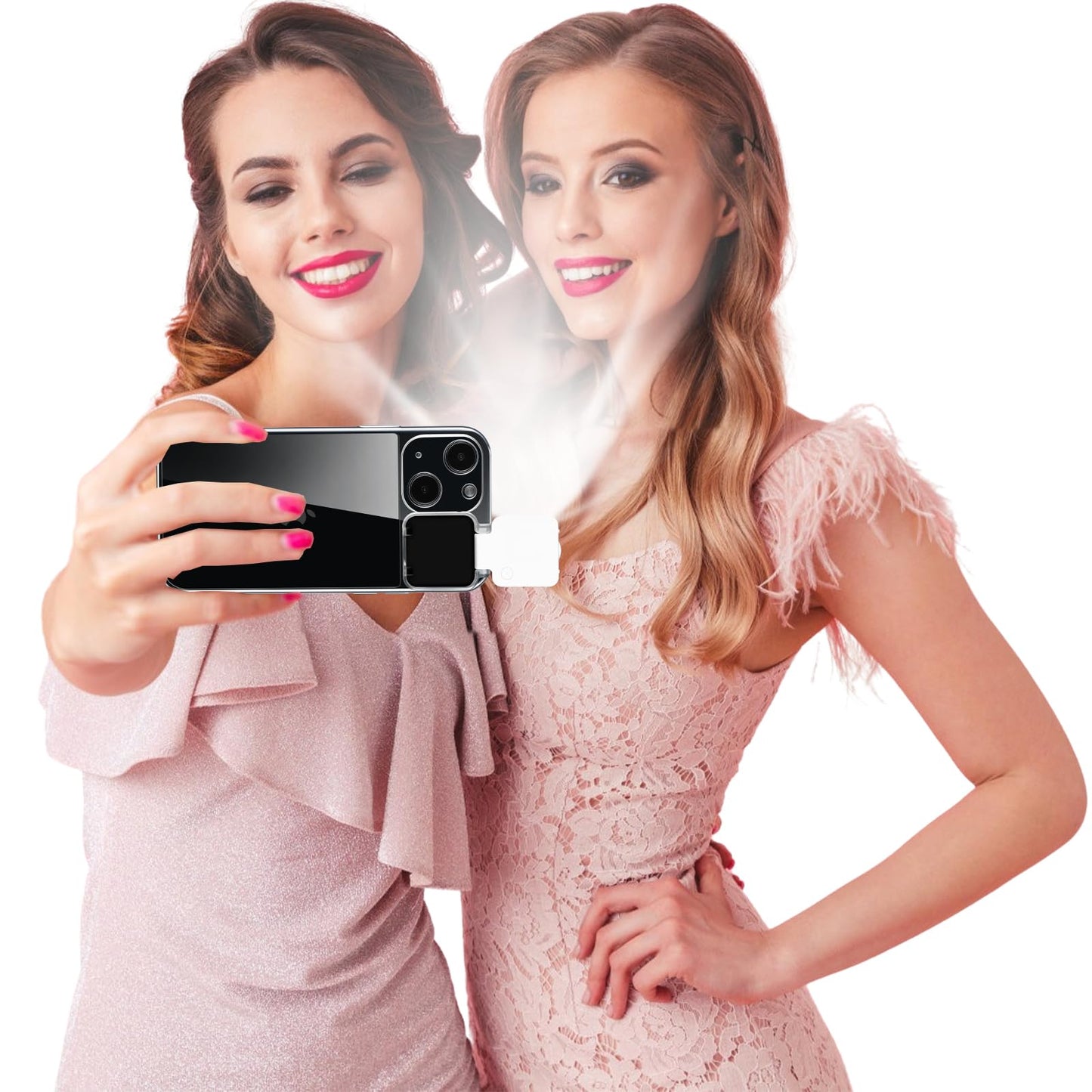 ZFMF Selfie Light for iPhone 15 Case with LED Built-in Light-Up Fill Light Rechargeable for TIK Tok/Stream/Makeup/Live/Video- Selfie (2 Models 3 Level Brightness)