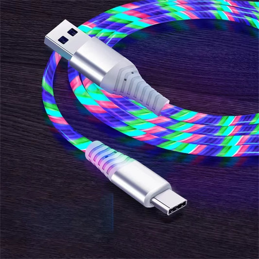 Fast Charging Data Cord Flow Luminous USB Type C Cable 5A Fast Charging Cable Glowing LED Cable for Samsung Xiaomi Iphone Micro