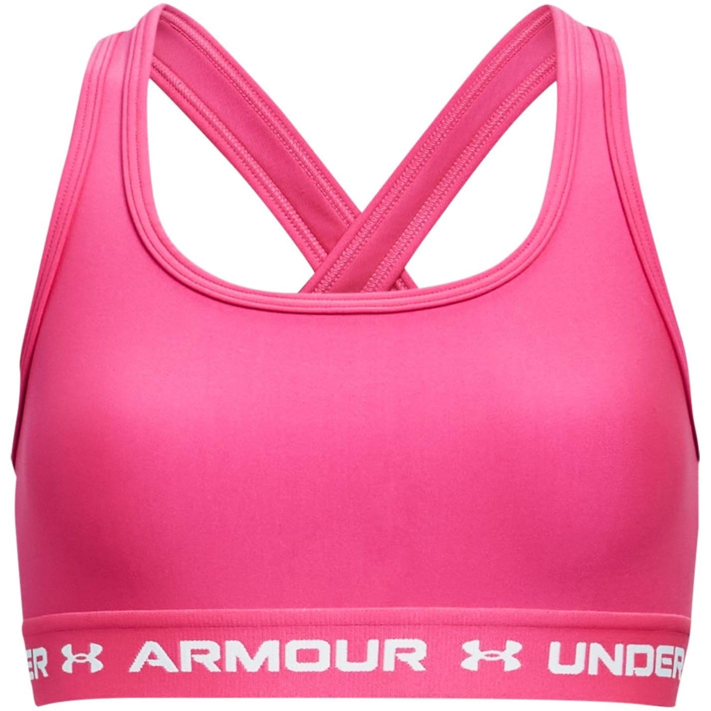 Under Armour Girls Crossback Mid Sports Bra Electro Pink (695)/White X-Large