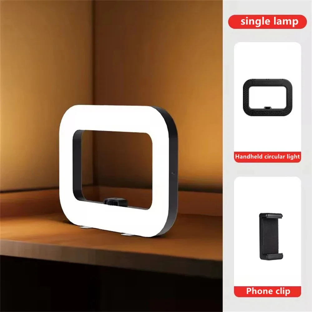 Portable Handheld Ring LED Light New Rabbit Cage Lighting Photography Lamp for Mobile Live Broadcast Selfie Light Decoration
