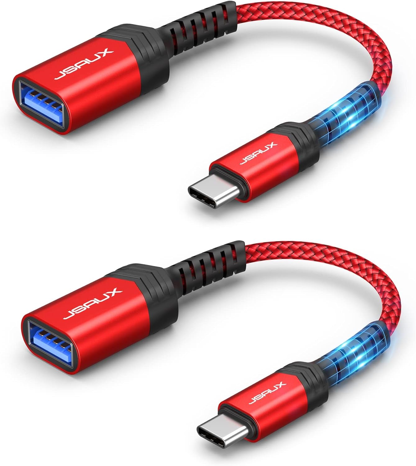 USB C to USB Adapter 3.0 [2 Pack], Type C OTG Adapter-Red | USB C Male to USB a Female Adapter Compatible with Macbook, Iphone 17 Pro Max/17 Air/17/16/15, Samsung S25/S24/S23